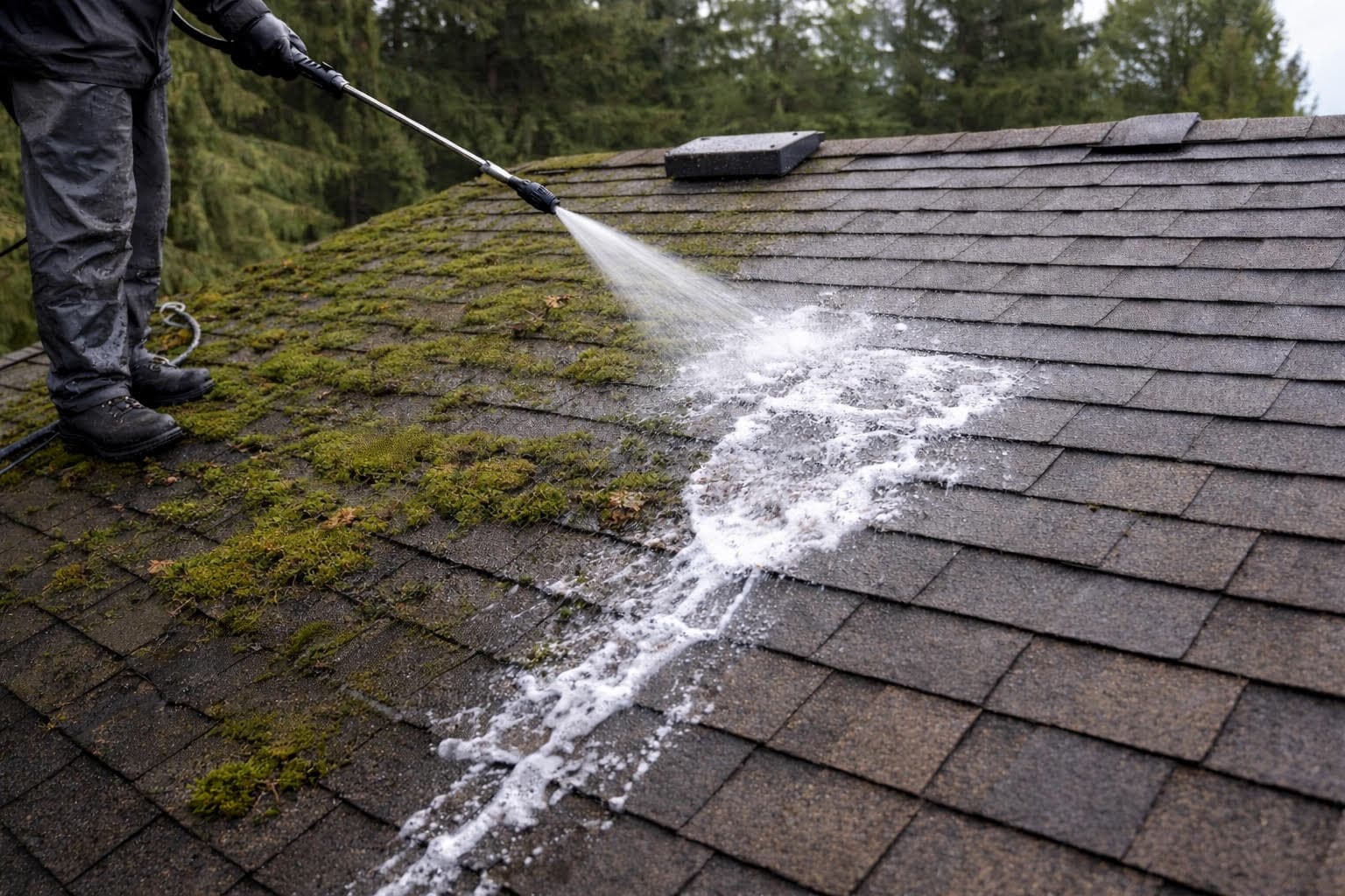 Roof Soft Wash & Moss Removal in Bellevue